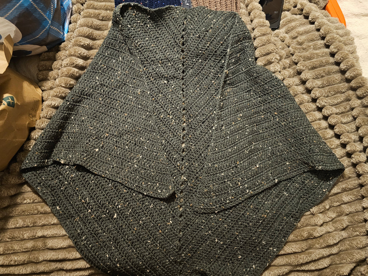 Grey speckled hand made shawl