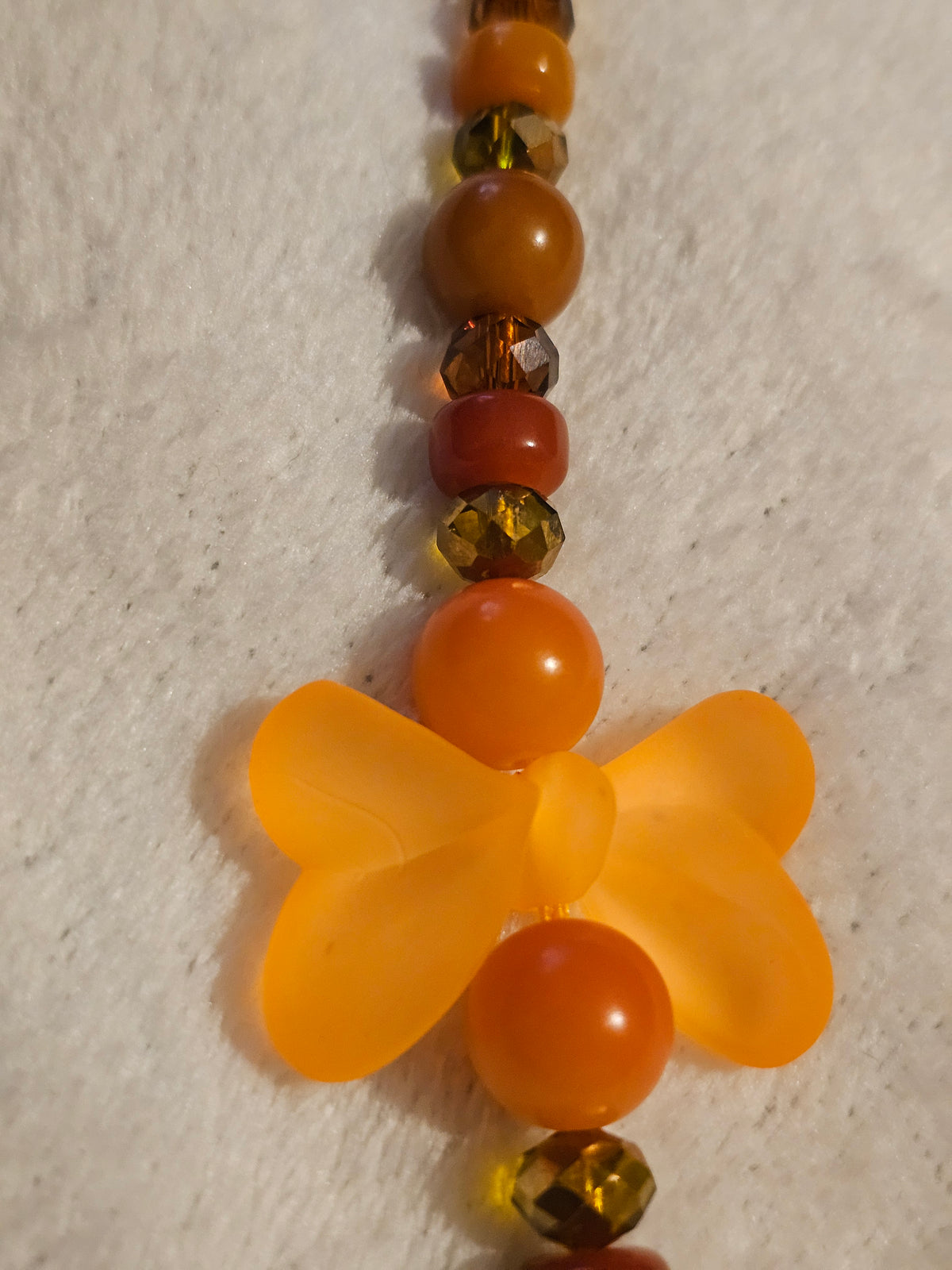 Orange Bodhi bead keychain with large bow